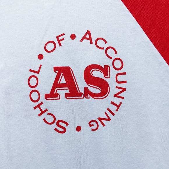 Accounting red and white 3/4 sleeved baseball tee - Picture 3 of 5